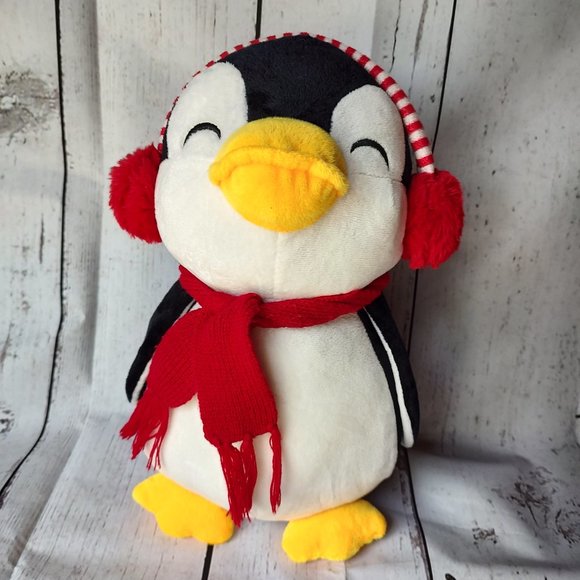 Plush penguin with scarf and earmuffs stuffed animal - Picture 1 of 6